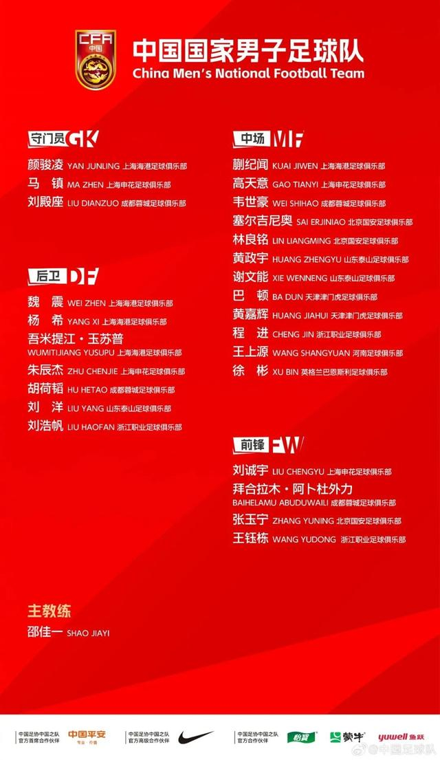 国足集训名单揭晓 U23小将占比近五成引关注