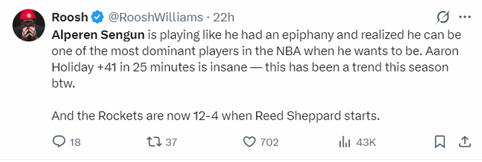 申京单场36+13+7+3断3帽创多项纪录 火箭队追平西